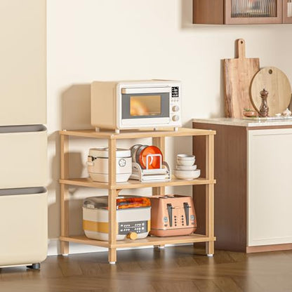 3-Tier AV Media Player Stand, Natural Stereo Cabinet, Modern Audio Shelf, Wooden TV Stand,Game Console Shelf, Multifunctional Entertainment Center, Suitable for Home, Conference Room - color: Natural, size: 3 Tier