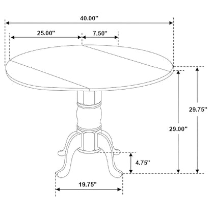 Coaster Home Furnishings - Allison - Solid Wood - Round Drop-Leaf Dining Table with Pedestal Base - Kitchen & Dining Room - 40-Inch - Natural Brown and White - 4241