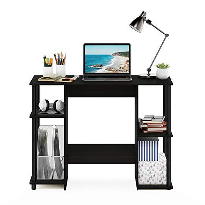Furinno JAYA Desk, 38.4" Wide Gaming Desk, Computer Study Desk, Office Desk with Side Shelves, Open Storage, for Home Office, Bedroom, Dorm, Study Room, Espresso - color: Espresso