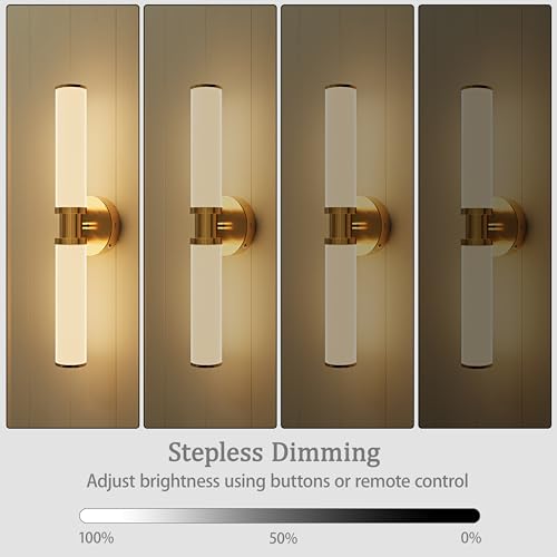 Rayogale Gold Wireless Battery Operated Wall Sconces with Remote Control | White Glass Rechargeable Wall Lights Set of 2 with Timer Function Dimmable for Living Room Bedroom Emergency 3000K, 20.5 Inch - color: Gold(White Lampshades)