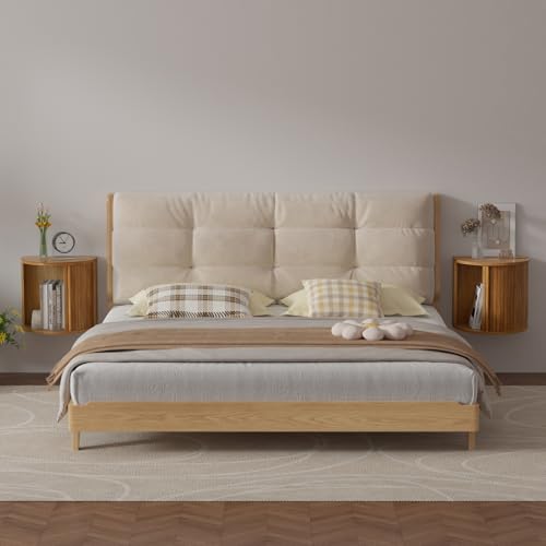 Floating Nightstand Set of 2,Wooden Wall-Mounted Nightstand with Fluted Sliding Roll-Up Door,Space-Saving,Suitable for Small Space Bedroom,Living Room - color: Walnut-floating Nightstand Set of 2