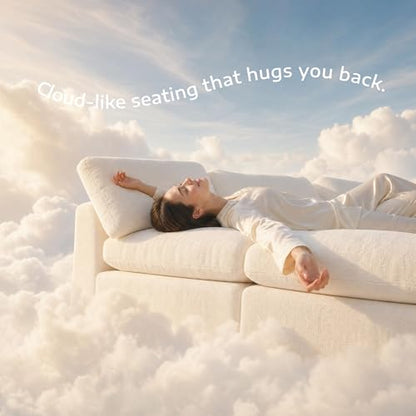 Homkdom 80.5" Loveseat Sofa, Modular Sectional Sofa, Comfy Cloud Couch Sectional Sofa Chenille Fabric Deep Seat Sofa for Small Living Room, Apartment, Studio, Office, White - color: White, size: Loveseat