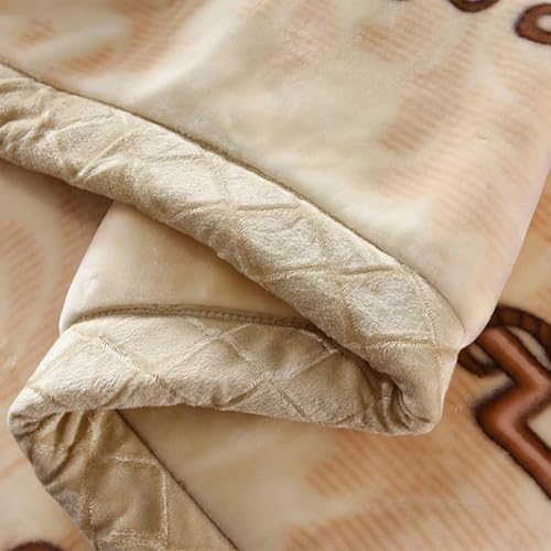 LGYKUMEG Korean Mink Blanket 59"×79", Silky Soft and Warm - 2 Ply Reversible Raschel Throw Blanket 4.4 Lb,Beige and Brown,（150x200cm-2kg - color: Beige and Brown, size: 59x79in/4.4lb