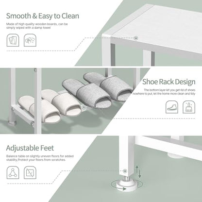 Narrow Side Table Set of 2 for Small Space, 2-Tier Small End Table with Shelf Holder, Slim Nightstand, Skinny Snack Couch Table in Living Room, Bedroom, Study, Kitchen and Balcony (White) - color: White