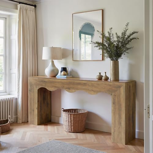 Tribesigns 63" Farmhouse Console Table, Wooden Couch Table Behind Sofa with Storage, Long Entryway Sofa Station, Narrow Console Stand with Base, Hallway Stand for Entryway, Living Room - color: Brown