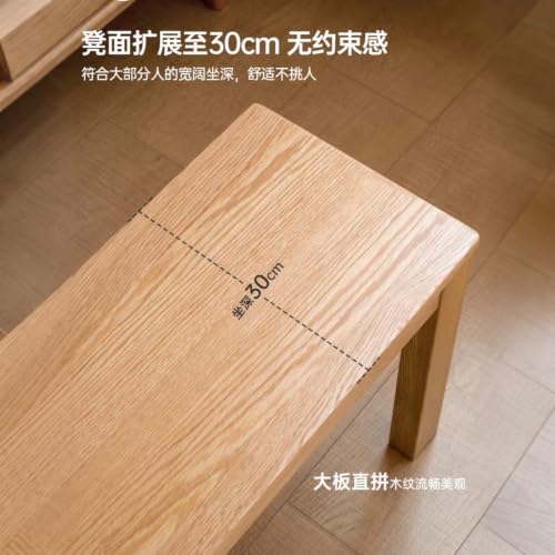 47" Solid Oak Narrow Dining Bench - Natural Finish, for Kitchen & Dining Room, Space-Saving Wooden Seat for Entryway, Bedroom, and Hallway - size: 47 Inch（Square corners)