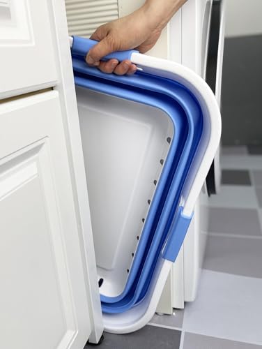 SAMMART 42L (11 gallon) Collapsible Plastic Laundry Basket - Foldable Pop Up Storage Container/Organizer - Space Saving Hamper/Basket (1, White/Little Boy Blue) - color: White/Little Boy Blue