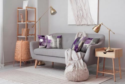 Purple Grey Abstract Throw Pillow Covers 18x18 Set of 4 | Lavender & Grey Modern‑Art Cushion Cases, neutral aesthetic pillowcases for sofa, bedroom & chair - color: Purple and Grey, size: 18" x 18" (Pack of 4)