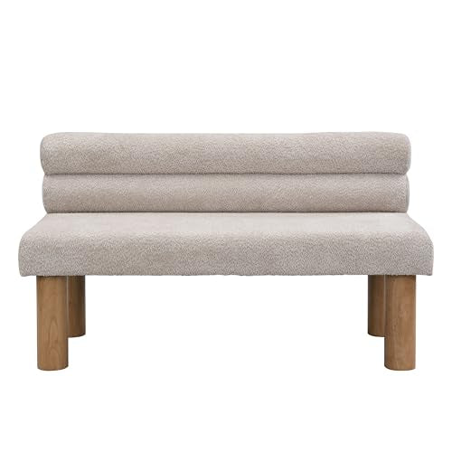 Christopher Knight Home Wally Boucle Upholstered Dining Bench, Modern Large Dining Room Chair, Entryway Ottoman Bench, Bedroom End of Bed Seating, Armless Desing and Wooden Frame, Light Gray+Natural - color: Light Gray+natural