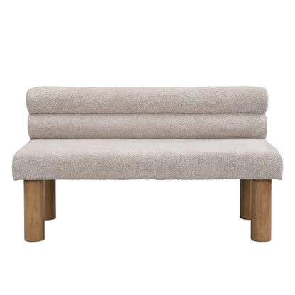 Christopher Knight Home Wally Boucle Upholstered Dining Bench, Modern Large Dining Room Chair, Entryway Ottoman Bench, Bedroom End of Bed Seating, Armless Desing and Wooden Frame, Light Gray+Natural - color: Light Gray+natural