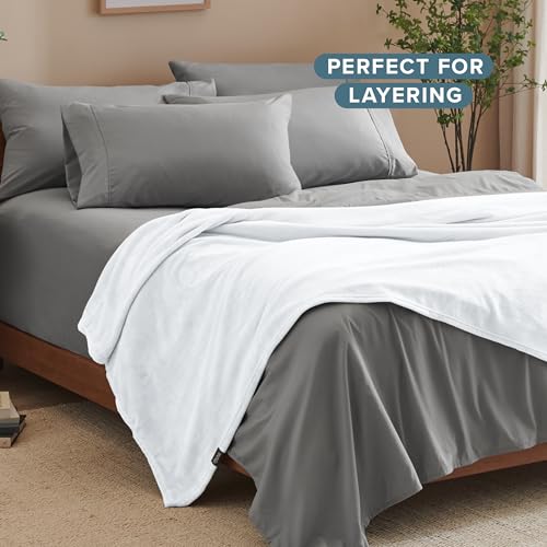 Bare Home Fleece Blanket Luxury Microplush (Full/Queen, White) | Ultra-Soft Lightweight Blanket for Bed, Sofa, and Couch, Cozy & Warm Blanket - color: 01 - White, size: Full/Queen