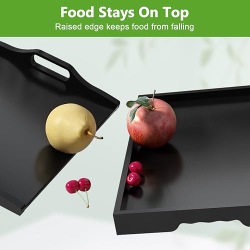 Youpehom Bamboo Bed Tray Tables with Folding Legs, Medium, 4-Pack, Black | Four bamboo bed trays with folding legs and handles for family meals, guests, reading, laptop use and everyday serving. - color: Black-4 Pack, size: Medium