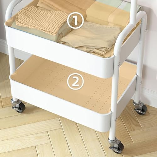 Freestanding Rack For Hanging Clothes With Shoe Storage - 26.37”W x 11.81”L x 62.59”H Heavy Duty Metal Clothes Rack On Wheels, Closet Organizer Shelves For Garment Hanging Hat, Coats (White) - color: White