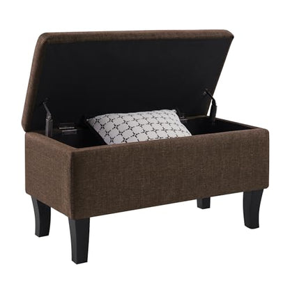Convenience Concepts Designs4Comfort Winslow Storage Ottoman Bench 32" - Transitional Upholstered Footstool & Seat, for Living Room, Entryway, Hallway, & Bedroom, Medium Brown Fabric - color: Medium Brown Fabric