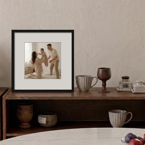 12x12 Frame Set of 9, 12 by 12 Square Picture Frames with Plexiglass for Picture 8x8 with Mat or 12x12 without Mat Art Collage for Wall Gallery and Tabletop Display, 12 x 12 Frame Black - color: Black, size: 12x12