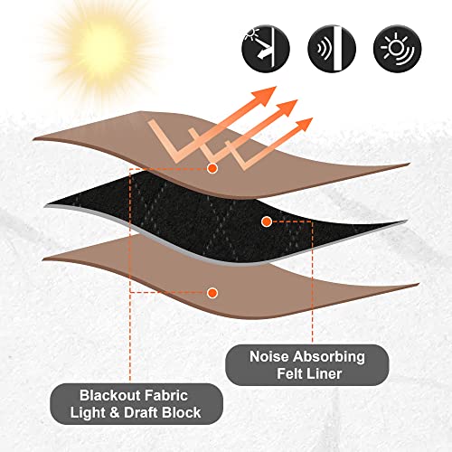 RYB HOME Noise Reducing Curtains, 3 Layers Total Blackout Curtains | Thermal Insulated, Energy Efficiency Heavy Duty, Grommet, For Kids Room Studio Bedroom, W52 x L63, Mocha, 2 Panels - color: Mocha, size: 52"W x 63"L (Pack of 2)