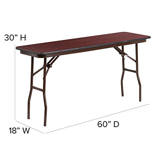 EMMA + OLIVER 5-Foot Mahogany Melamine Laminate Folding Training/Seminar Table - Event Table