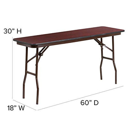 EMMA + OLIVER 5-Foot Mahogany Melamine Laminate Folding Training/Seminar Table - Event Table