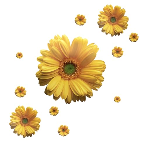 Yellow Daisy Flowers Wall Decals 3D Stickers Removable Wall Murals Decor for Living Room Bedroom - color: Yellow