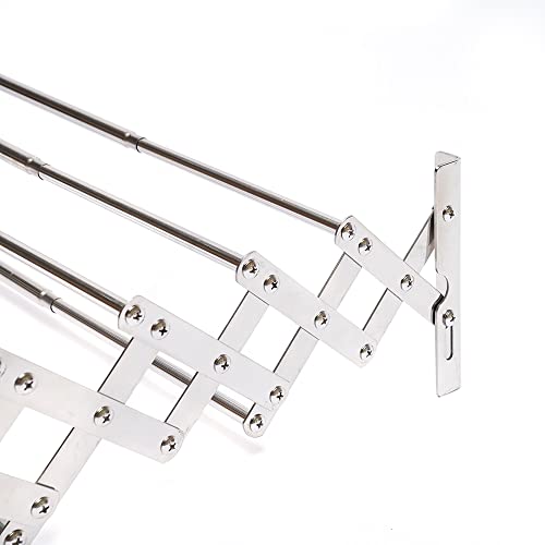 Accordion Retractable Drying Rack, Stainless Steel Space-Saving Towel Rack, Wall Mounted Retractable Huge Capacity Drying Rack for Hanging Towels Adjustable Length
