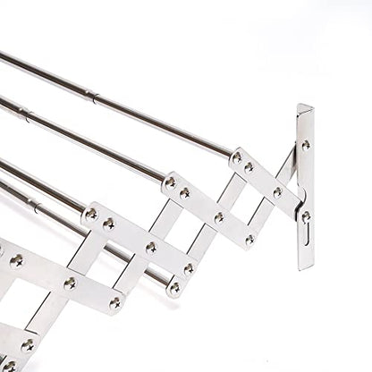 Accordion Retractable Drying Rack, Stainless Steel Space-Saving Towel Rack, Wall Mounted Retractable Huge Capacity Drying Rack for Hanging Towels Adjustable Length