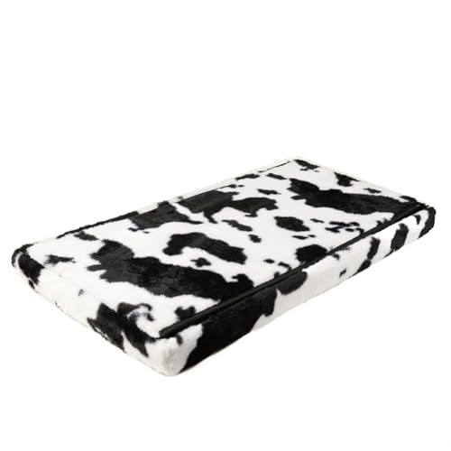 Luxe Faux Fur Storage Ottoman, Cowhide Black/White, 30 x 15 x 15 in | Engineered Wood, Tool-Free Assembly, Modern Style, Seat And Footrest - color: Cowhide Black/White, size: 30"D x 15"W x 15"H