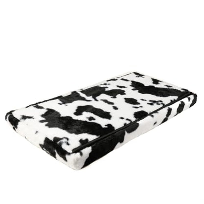 Luxe Faux Fur Storage Ottoman, Cowhide Black/White, 30 x 15 x 15 in | Engineered Wood, Tool-Free Assembly, Modern Style, Seat And Footrest - color: Cowhide Black/White, size: 30"D x 15"W x 15"H