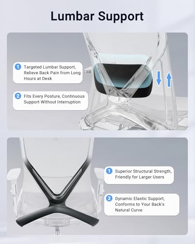 Big and Tall Office Chair, High Back Mesh Chair with Adaptive Gravity Balance Recline, Adjustable Headrest & Lumbar Support, Comfortable Home Office Chair, X-Frame Structure