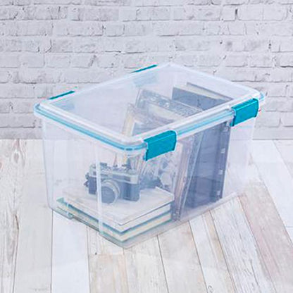 Sterilite 54 Qt Gasket Box, Stackable Storage Bin with Latching Lid and Tight Seal, Plastic Container to Organize Basement, Clear Base and Lid, 1-Pack - size: 54 Quart, style: 1 Pack