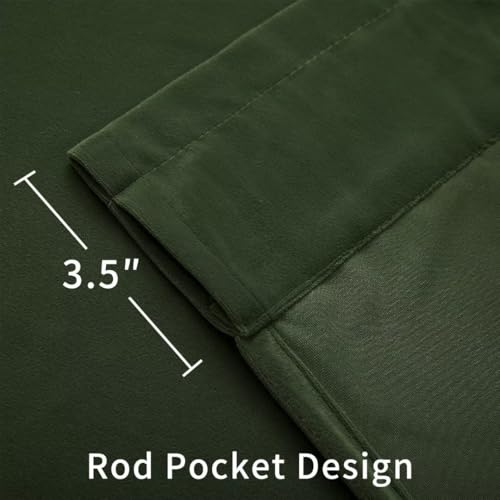 Joydeco Dark Olive Velvet Curtains 63 inch Length 2 Panels, Luxury Blackout Rod Pocket Thermal Insulated Window Curtains, Super Soft Room Darkening Drapes for Living Room Bedroom,W52 x L63 inches - color: Rod Pocket | Dark Olive Green, size: 52"W x 63"L (