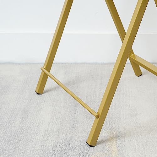 HOOBRO Folding TV Tray Tables, Set of 2 Side Table for Small Space, Industrial Snack Tables for Eating at Couch, Stable Metal Frame, Easy Assembly, Space Saving, Marble and Gold DM25BZ01 - color: Marble + Gold