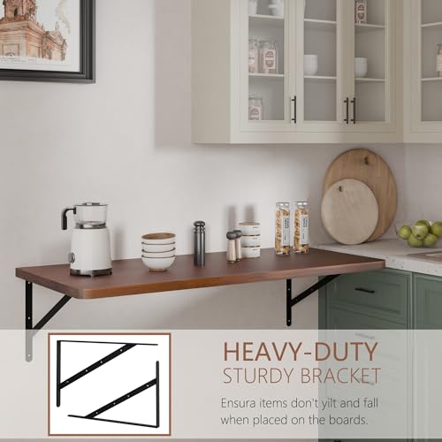 Floating Wall Desk for Home Office,Wall Mounted Table with Pine Wood,48 Inch Workbench for Garage,Work Table with Heavy Duty Brackets for Kitchen,Dining,Laundry,Floating Shelf for Wall - size: 48 Inch