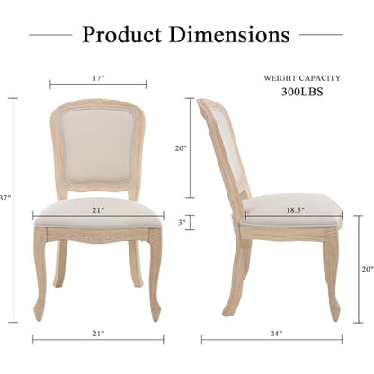 Kmax French Dining Chairs Set of 2, Farbric Upholstered Dining Chairs with Elegant Curved Legs High Back Armless Kitchen Chairs Side Chairs for Dining Room Restaurant - Linen, Beige/Brushed Legs - color: Fan-back/Beige Seat/Brush Leg, size: 2 Chairs