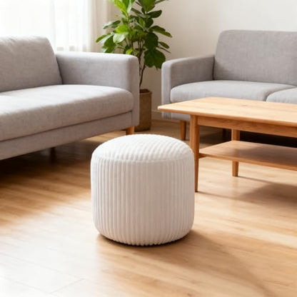 Unstuffed Pouf Ottoman Cover Round Floor Foot Rest for Couch Footstool | Ottomans Cover, Storage Pouf, Soft Touch, Large, Fluffy, Floor Poufs with storage, for living room, Bedroom, dorm