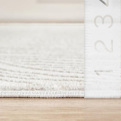 Abani Cream Area Rug – 9' x 12' – Vera Collection – Wave Texture Pattern – Non-Shedding, Easy to Clean – Durable for Living Room, Bedroom, or Office, Pet & Child Friendly - size: 9' x 12' (Rectangular)