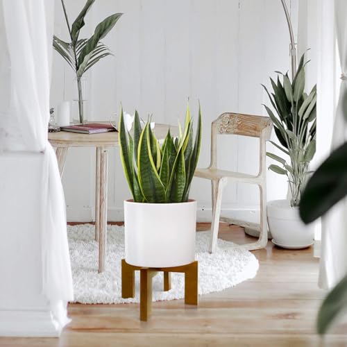 Wood Plant Stand, Mid Century Modern Planter Stand Rattan Flower Pot Stand, Low Short Plant Stands Indoor - Boho Rustic Wooden Stool for Plant Pot Holder, Fit 5-15 Inch Pot - color: 1 Brown