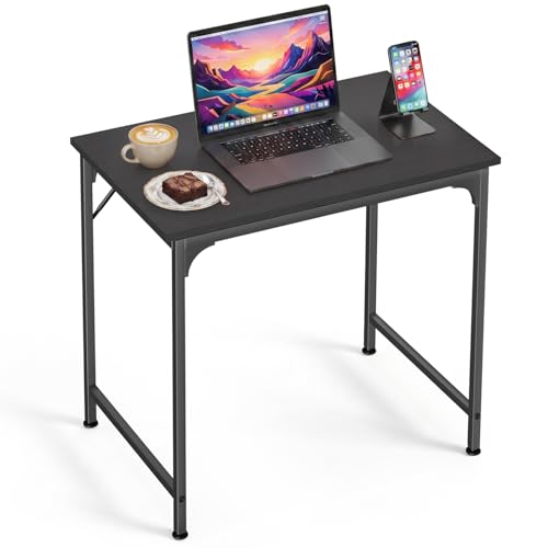 Small Computer Office Desk 32 Inch Student Study Writing Work Modern Simple Home Bedroom PC Table Metal Frame Desk… - color: Black, size: 32 Inch