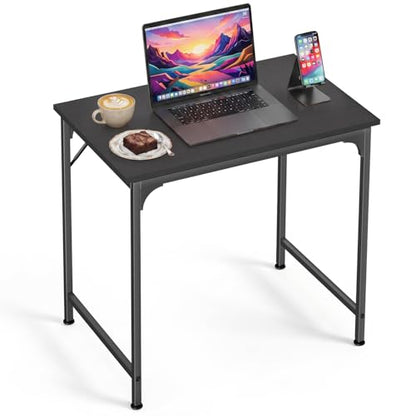 Small Computer Office Desk 32 Inch Student Study Writing Work Modern Simple Home Bedroom PC Table Metal Frame Desk… - color: Black, size: 32 Inch