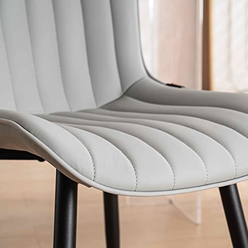 YOUNUOKE Dining Chairs Set of 2 Mid-Century Modern Kitchen Chairs Grey | Faux leather upholstered with Back, fits dining living waiting room guest reception. Waterproof easy to clean assemble, 300lb - color: Grey