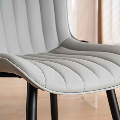 YOUNUOKE Dining Chairs Set of 2 Mid-Century Modern Kitchen Chairs Grey | Faux leather upholstered with Back, fits dining living waiting room guest reception. Waterproof easy to clean assemble, 300lb - color: Grey