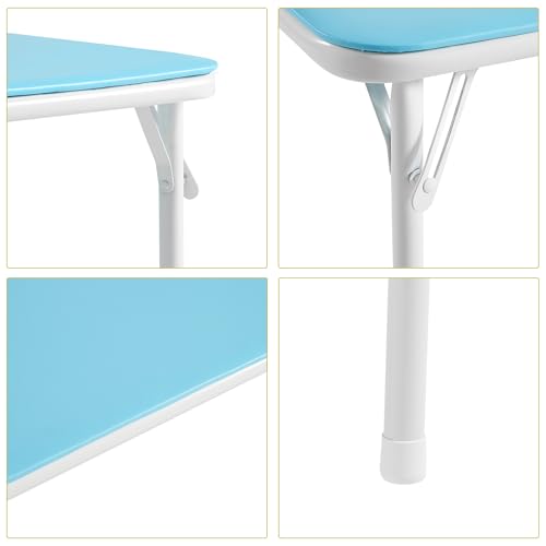 VECELO 24'' Kids Folding Activity Card Table, with Ultra Soft Padded Tabletop, 1 Piece, Blue & White - color: Blue and White