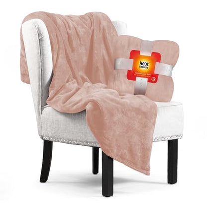 Heat Holders Fleece Throw Blanket for Couch - 300GSM Plush Super Soft Throw Blanket for Bed, Sofa, car & travel - Extra Large Cozy Blankets , Warm Thick Fuzzy, All Season - color: Natural