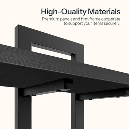 HOOBRO Floating Shelves, 15 Inch Wall Shelf Set of 3, Wall Mounted Storage Shelves 2-Tier, Hanging Bathroom Shelves, for Living Room, Bedroom, Bathroom, Kitchen, Black BK32BJP301 - color: Black
