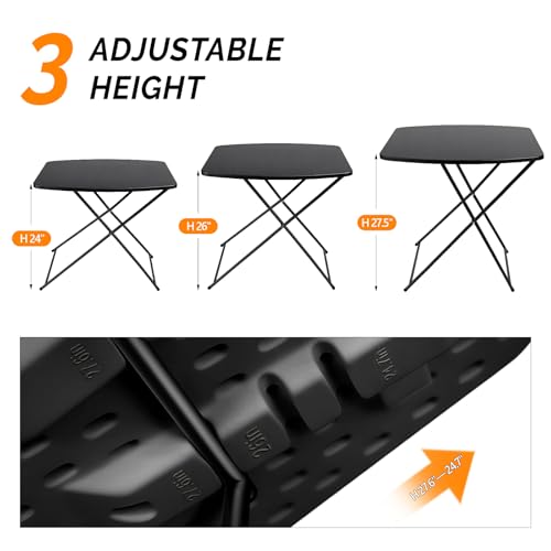 VINGLI Small Folding Table Portable, 18" Adjustable Height Personal Laptop TV Tray, Camping Table, HDPE Plastic Top with Steel Frame,Black - color: Black, size: 28"