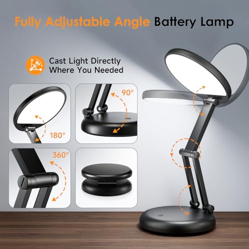 One Fire Cordless Lamp, 3600mAh Battery Operated Lamp, Rechargeable Lamp | 3600mAh Battery, 200H Use, 10 Brightness Levels, Foldable Design, Wireless Portable Light, Memory Function - color: Black
