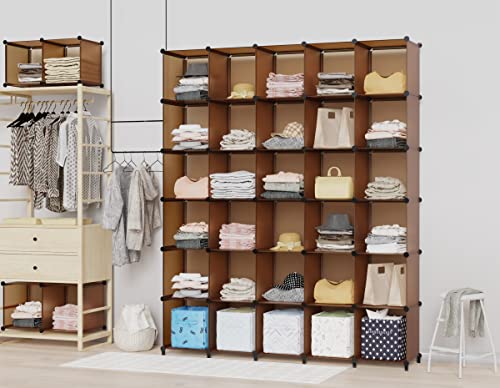 HOMIDEC Cube Storage Organizer, 16-Cube Closet Organizers and Storage | Portable Closet Organizer, Storage Cubes Shelves for Bedroom, Bathroom, Clothes Rack, Bookshelf for Kids Room, Brown - color: Brown, size: X-Large
