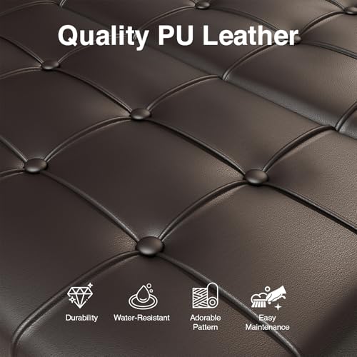 FiveWillowise 31.5 Inch Large Square Ottoman with Storage,Faux Leather | Coffee Table Storage Ottoman Bench with Lift Top Upholstered Footrest Stool Toy Box for Bedroom Living Room,Chocolate - color: Chocolate