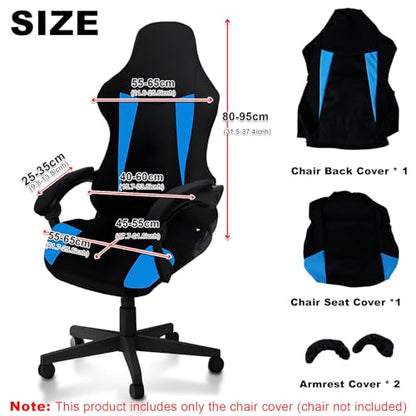 Gaming Chair Covers Only,Stretchable Fit Thick Breathable Mesh | Cat Scratch Proof,Scratch Resistant,Soft,Gaming Chair Seat Cover with 2Pcs Armrest Slipcovers(Black-blue,Style 1) - color: Black-blue, size: Style 1