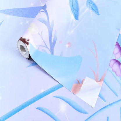 ASJ Kids Nursery Peel and Stick Wallpaper Mural, Girl Bunny Planet Pink | Seamless edge-to-edge match. Space botanical dreamy artwork, 98x62 in, premium fabric, girls bedroom playroom. - color: Soft Pink, size: 98" x 62"