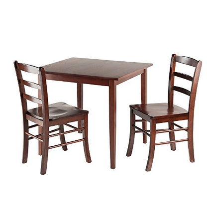 Winsome Groveland 3-Pc Dining Table with 2 Ladder Back Chairs, Walnut - color: Walnut